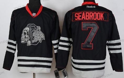 Herren Chicago Blackhawks #7 Brent Seabrook Ice Skulls Trikots – Schwarz