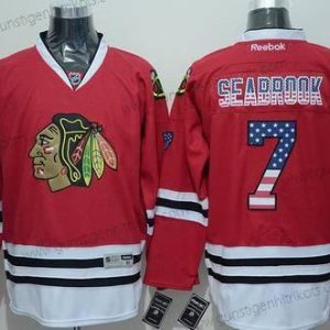 Herren Chicago Blackhawks #7 Brent Seabrook USA Flag Trikots – Rot