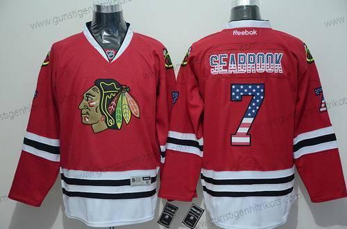 Herren Chicago Blackhawks #7 Brent Seabrook USA Flag Trikots – Rot