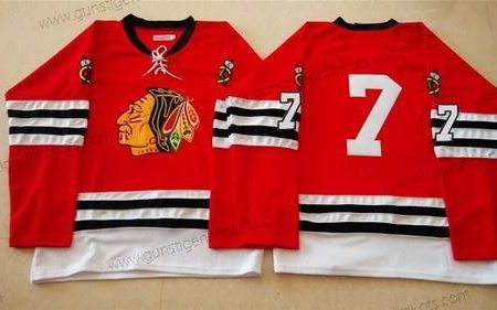 Herren Chicago Blackhawks #7 Chris Chelios 1960-61 Vintage Trikots – Rot