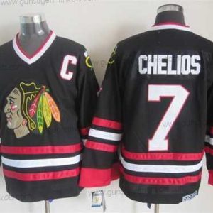 Herren Chicago Blackhawks #7 Chris Chelios CCM Vintage Trikots – Schwarz