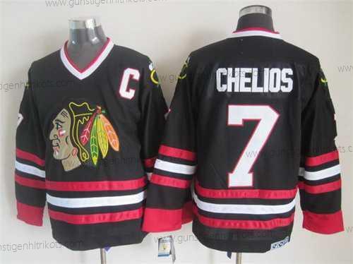 Herren Chicago Blackhawks #7 Chris Chelios CCM Vintage Trikots – Schwarz