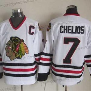 Herren Chicago Blackhawks #7 Chris Chelios CCM Vintage Trikots – Weiß