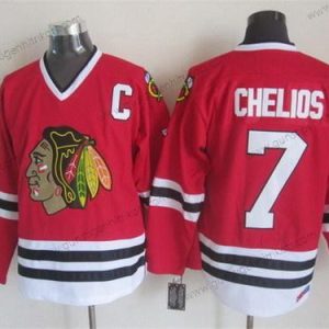 Herren Chicago Blackhawks #7 Chris Chelios Retro CCM Trikots – Rot