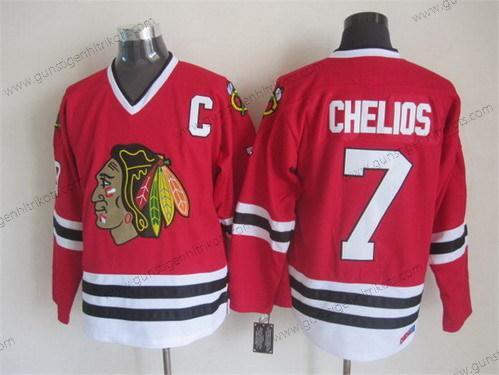 Herren Chicago Blackhawks #7 Chris Chelios Retro CCM Trikots – Rot