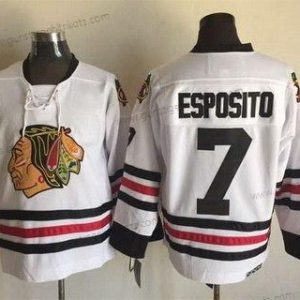 Herren Chicago Blackhawks #7 Tony Esposito 1999 CCM Vintage Trikots – Weiß