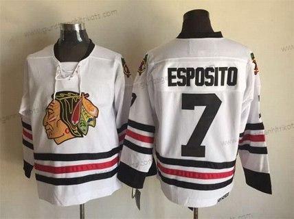 Herren Chicago Blackhawks #7 Tony Esposito 1999 CCM Vintage Trikots – Weiß