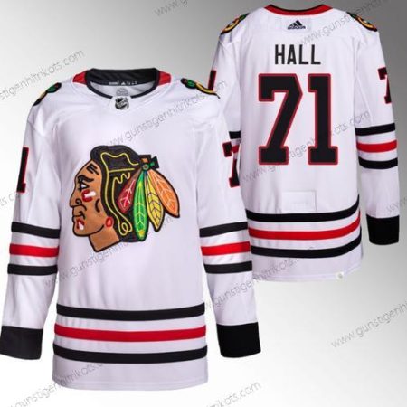 Herren Chicago Blackhawks #71 Taylor Hall Strickerei Hockey Trikots – Weiß