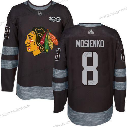 Herren Chicago Blackhawks #8 Bill Mosienko 1917-2017 100th Jahrestag Strickerei NHL Trikots – Schwarz