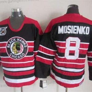 Herren Chicago Blackhawks #8 Bill Mosienko Pinstripe 75Th CCM Vintage Trikots – Schwarz