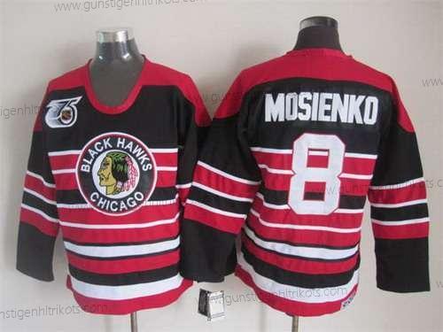 Herren Chicago Blackhawks #8 Bill Mosienko Pinstripe 75Th CCM Vintage Trikots – Schwarz