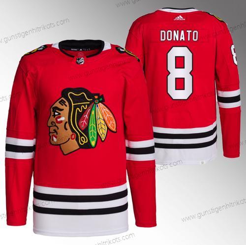 Herren Chicago Blackhawks #8 Ryan Donato Strickerei Hockey Trikots – Rot