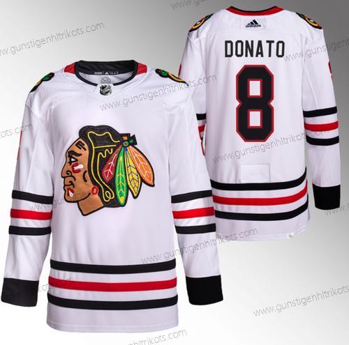 Herren Chicago Blackhawks #8 Ryan Donato Strickerei Hockey Trikots – Weiß