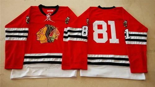 Herren Chicago Blackhawks #81 Marian Hossa 1960-61 Vintage Trikots – Rot