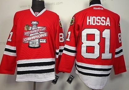 Herren Chicago Blackhawks #81 Marian Hossa 2013 Champions Commemorate Trikots – Rot