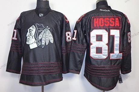 Herren Chicago Blackhawks #81 Marian Hossa 2013 Ice Trikots – Schwarz