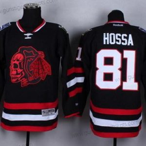 Herren Chicago Blackhawks #81 Marian Hossa 2014 Stadium Series With Skulls Trikots – Schwarz Rot