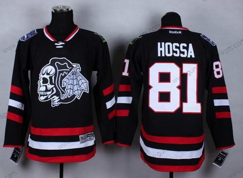 Herren Chicago Blackhawks #81 Marian Hossa 2014 Stadium Series With Skulls Trikots – Schwarz