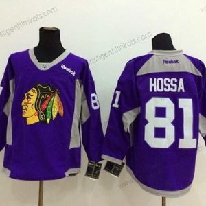 Herren Chicago Blackhawks #81 Marian Hossa 2014 Training Trikots – Lila