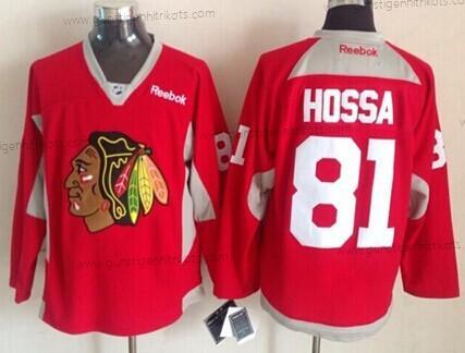 Herren Chicago Blackhawks #81 Marian Hossa 2014 Training Trikots – Rot