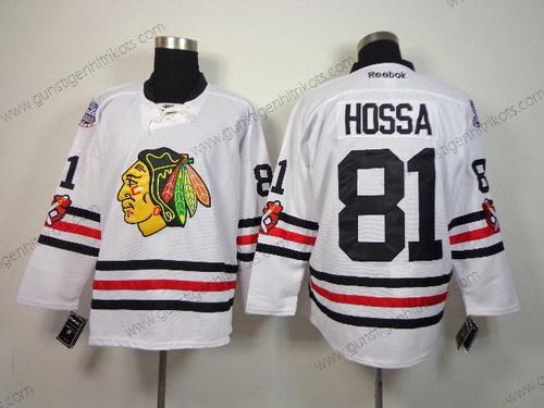 Herren Chicago Blackhawks #81 Marian Hossa 2015 Winter Klassisch Trikots – Weiß