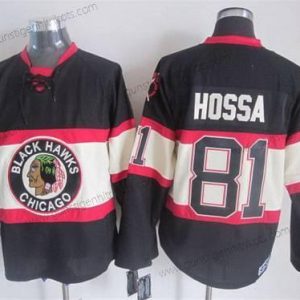 Herren Chicago Blackhawks #81 Marian Hossa Ausweichtrikot CCM Vintage Trikots – Schwarz