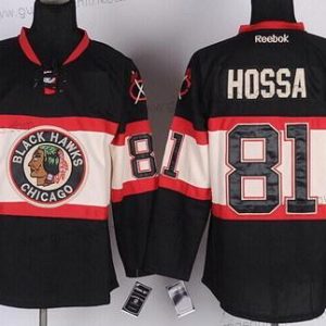 Herren Chicago Blackhawks #81 Marian Hossa Ausweichtrikot Trikots – Schwarz