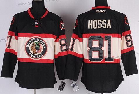 Herren Chicago Blackhawks #81 Marian Hossa Ausweichtrikot Trikots – Schwarz