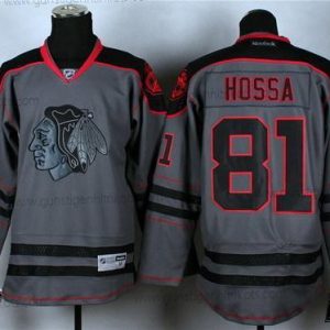 Herren Chicago Blackhawks #81 Marian Hossa Charcoal Trikots – Grau