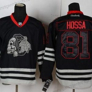 Herren Chicago Blackhawks #81 Marian Hossa Ice Skulls Trikots – Schwarz