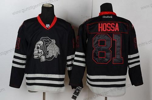 Herren Chicago Blackhawks #81 Marian Hossa Ice Skulls Trikots – Schwarz