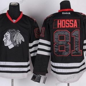 Herren Chicago Blackhawks #81 Marian Hossa Ice Trikots – Schwarz