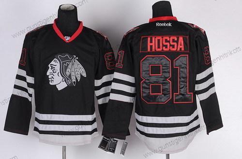 Herren Chicago Blackhawks #81 Marian Hossa Ice Trikots – Schwarz