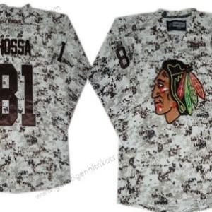 Herren Chicago Blackhawks #81 Marian Hossa Trikots – Weiß Tarnfarbe