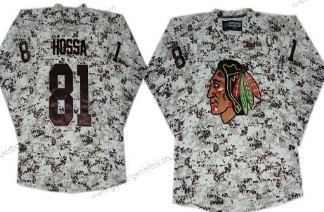 Herren Chicago Blackhawks #81 Marian Hossa Trikots – Weiß Tarnfarbe