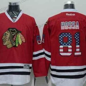 Herren Chicago Blackhawks #81 Marian Hossa USA Flag Trikots – Rot