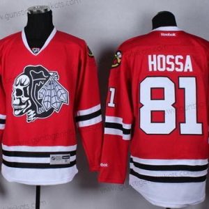 Herren Chicago Blackhawks #81 Marian Hossa With Skulls Trikots – Rot Schwarz