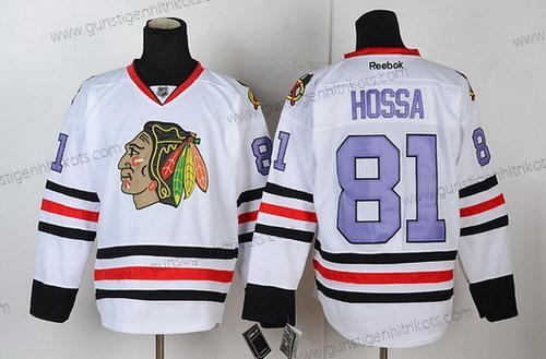 Herren Chicago Blackhawks #81 Marian Hossa With Trikots – Weiß Lila