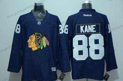 Herren Chicago Blackhawks #88 Patrick Kane Denim Fabric Hockey Trikots – Marineblau Blau