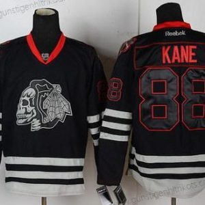 Herren Chicago Blackhawks #88 Patrick Kane Ice Skulls Trikots – Schwarz