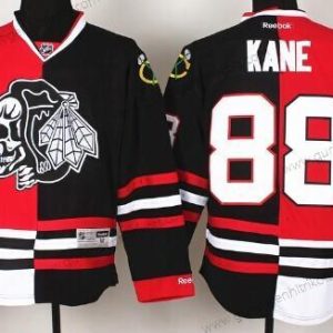 Herren Chicago Blackhawks #88 Patrick Kane Rot/Schwarz Two Tone With Skulls Trikots – Schwarz