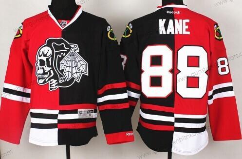 Herren Chicago Blackhawks #88 Patrick Kane Rot/Schwarz Two Tone With Skulls Trikots – Schwarz