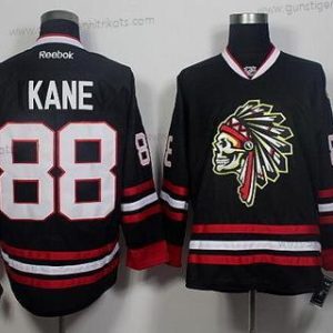 Herren Chicago Blackhawks #88 Patrick Kane The Indians Skulls Trikots – Schwarz