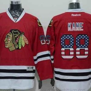 Herren Chicago Blackhawks #88 Patrick Kane USA Flag Trikots – Rot