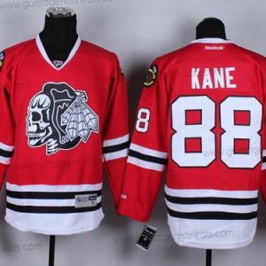 Herren Chicago Blackhawks #88 Patrick Kane With Skulls Trikots – Rot Schwarz