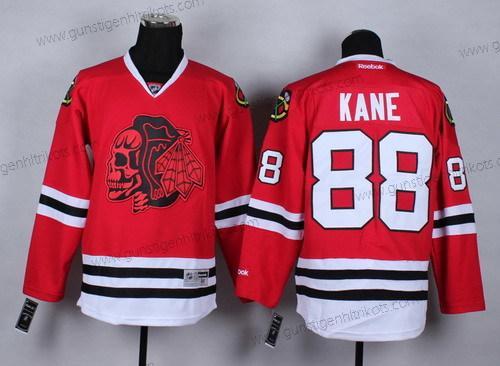 Herren Chicago Blackhawks #88 Patrick Kane With Skulls Trikots – Rot