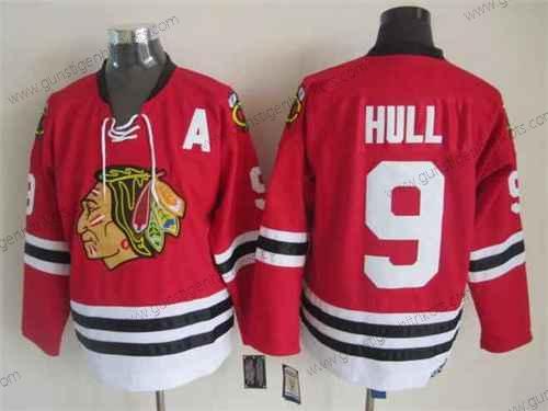 Herren Chicago Blackhawks #9 Bobby Hull 1957-58 Vintage Trikots – Rot