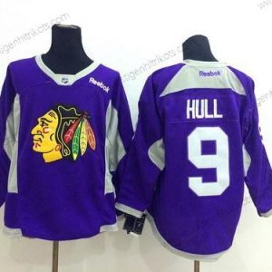 Herren Chicago Blackhawks #9 Bobby Hull 2014 Training Trikots – Lila