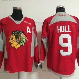 Herren Chicago Blackhawks #9 Bobby Hull 2014 Training Trikots – Rot