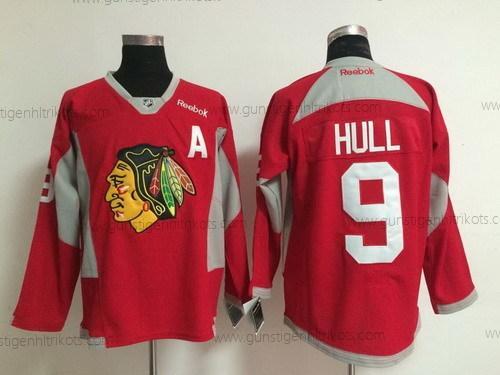 Herren Chicago Blackhawks #9 Bobby Hull 2014 Training Trikots – Rot